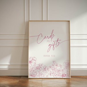 Signe De Table Élégante Chinoiserie rose florale Cartes et cadeau