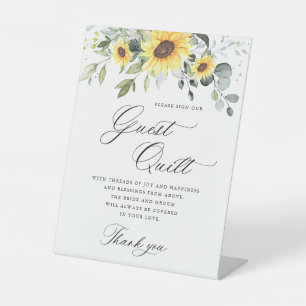 Signe De Table Elégante couette Mariage Eucalyptus Sunflowers