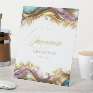 Signe De Table Élégante Fiesta Quinceanera Welcome ID1029