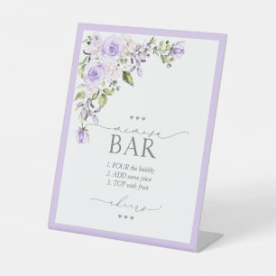 Signe De Table Elégante Lavande Lilac Fête des mariées Mimosa Bar