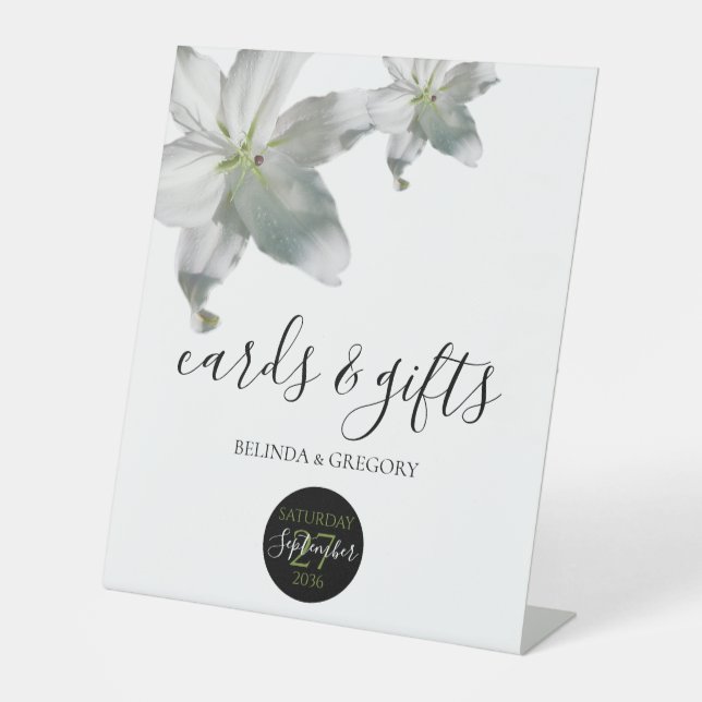Signe De Table Élégante Lys blancs Cartes de Mariage & Cadeaux (Recto)