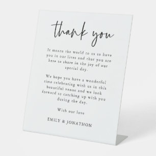 Signe De Table Élégante Merci noir blanc Mariage