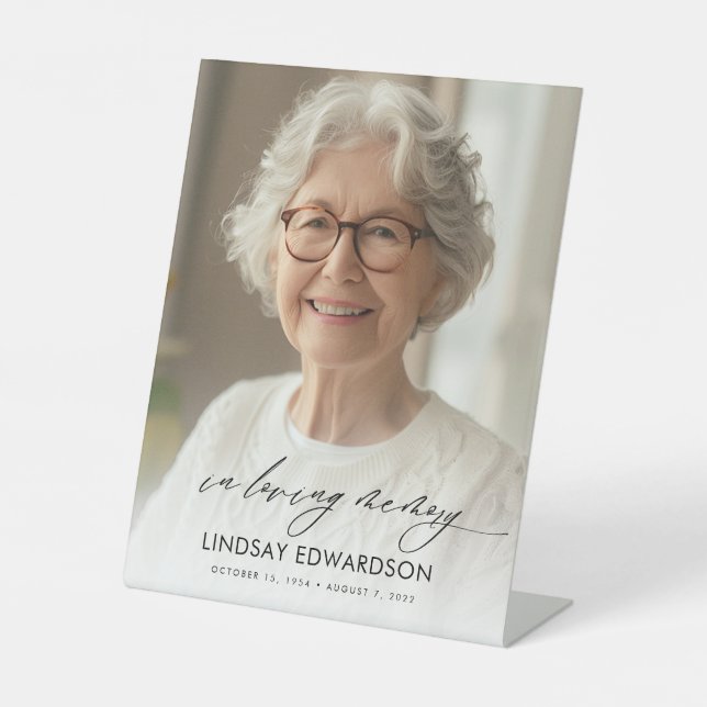 Signe De Table Élégante Photo Funéraire En Mémoire Amoureuse (Recto)