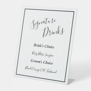 Signe De Table Élégante signature Mariage moderne Boissons Signé