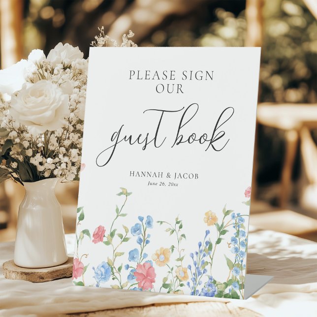 Signe De Table Elégante table de livre d'hôtes Mariage Fleur sauv (Créateur téléchargé)