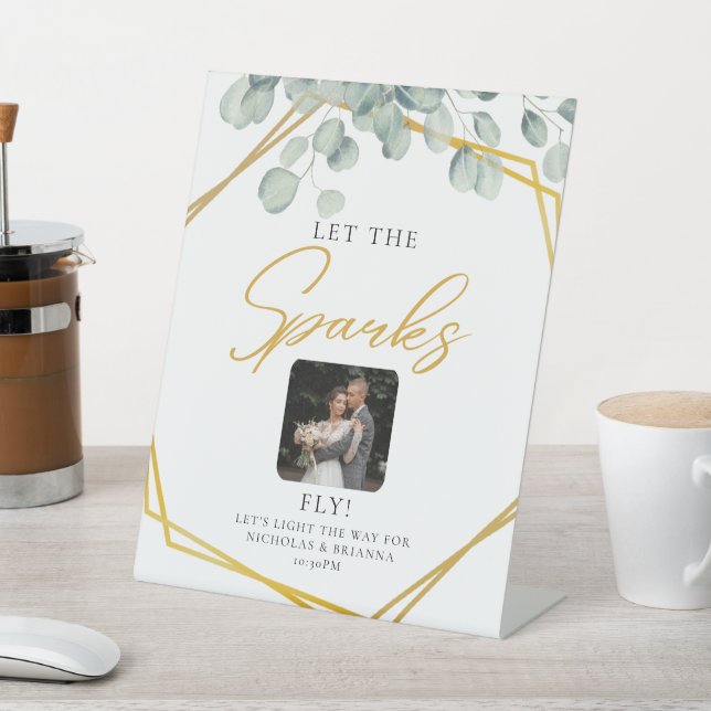 Signe De Table Elégante verdure Eucalyptus Feuille Mariage étince (In SItu)