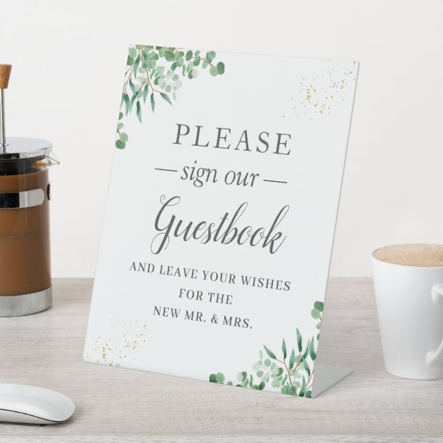 Signe De Table Élégante verdure Feuille Floral Guestbook (In SItu)