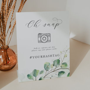 Signe De Table Élégante verdure Oh Snap Mariage Hashtag