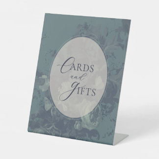 Signe De Table Élégante Vintage Rustique Mariage Fleur Bleu-vert