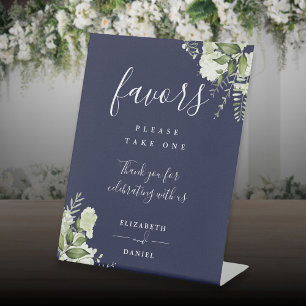 Signe De Table Élégants Favors Floral Végétal Bleu Marine
