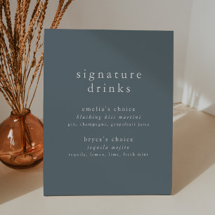 Signe De Table ÉmeLIA Dusty Blue Minimal Mariage Signature Boisso