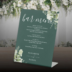 Signe De Table Emerald Floral Greenery Mariage Bar Menu