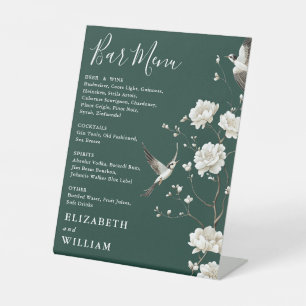 Signe De Table Emerald Green Chinoiserie Floral Bar Menu Mariage