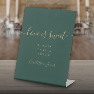Signe De Table Emerald Green Et Gold Script L'amour est doux Fave