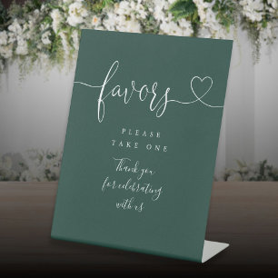 Signe De Table Emerald Green Heart Script Faveurs
