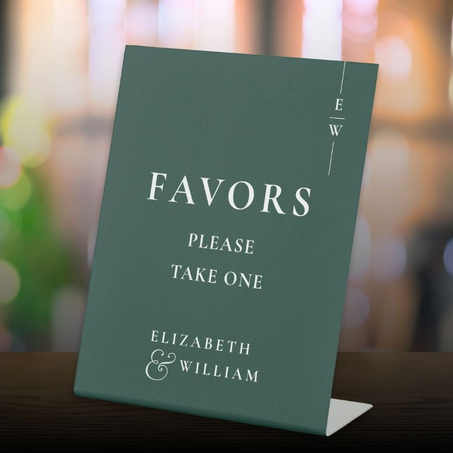 Signe De Table Emerald Green Moderne Monogramme favorise le Maria (Emerald Green Modern Monogram Favors Wedding Pedestal Sign)
