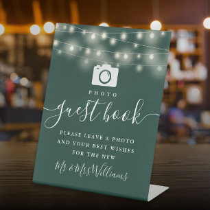 Signe De Table Emerald Green String Lights Photo Livre d'invité