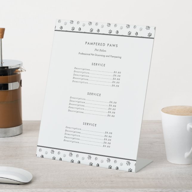 Signe De Table Empreintes de pattes Gris Professionnels Services  (In SItu)