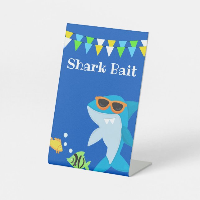 Signe De Table Enfants requin bleu Fintastic Anniversaire (Recto)
