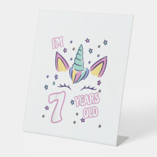 Signe De Table Enfants Unicorn 7e anniversaire i m'a 7 ans fille 