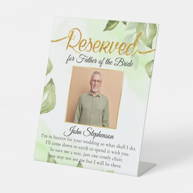 Signe De Table Enregistrer une épouse de siège Père Photo Mariage (Recto)