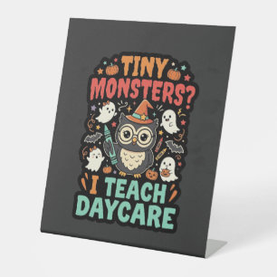 Signe De Table Enseignant de garderie Halloween Petits Monstres