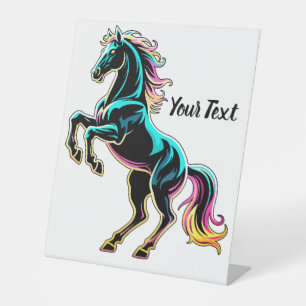 Signe De Table Enseigne au néon Cheval Style Rétro Glitch