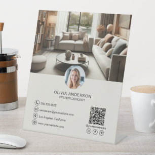 Signe De Table Enseigne commerciale QR Code photo personnalisée