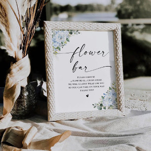 Signe De Table Enseigne de bar de fleurs florales bleu clair roma