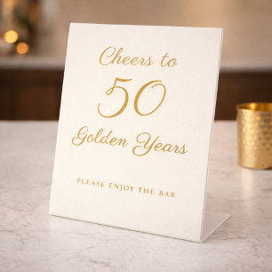 Signe De Table Enseigne de bar pour le 50e anniversaire Ivory Gol