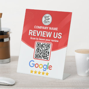 Signe De Table Enseigne de code QR d'évaluation commerciale rouge