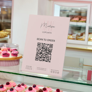 Signe De Table Enseigne de commande de boulangerie à code QR Mono