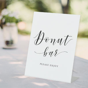 Signe De Table Enseigne de piédestal de bar à beignets de mariage
