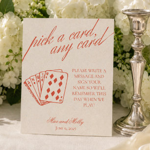 Signe De Table Enseigne de Piédestal de Cartes à Jouer Orange Mod