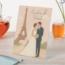 Enseigne de piédestal de mariage élégant à Paris a