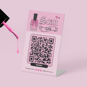 Signe De Table Enseigne de salon de manucure gothique rose Scanne