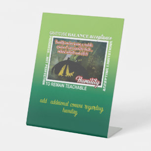 Signe De Table enseigne en plastique humilité 12 étapes 26 papill
