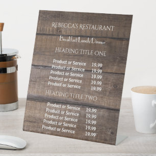 Signe De Table Entreprise Rustic Wood Tarification/Service