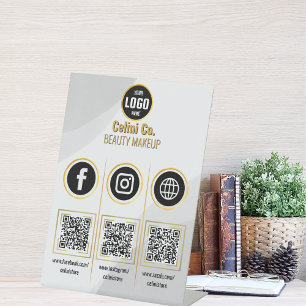 Signe De Table Entreprise Social Media QR Code Signal - Rouge