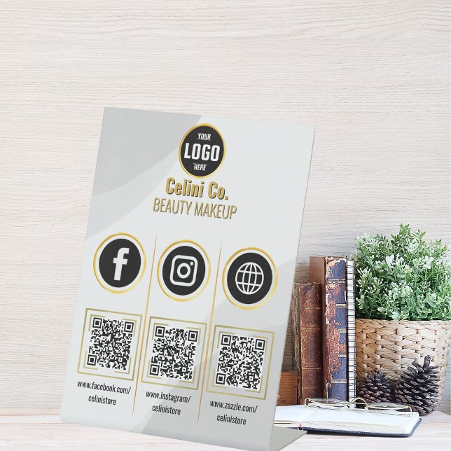 Signe De Table Entreprise Social Media QR Code Signal - Rouge (Social Media QR Code Acrylic Sign - Custom Beauty)