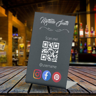 Signe De Table Esthétique noir blanc gris gris gris gris Qr Code