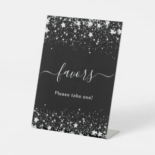 Signe De Table Étoiles argentées noires, cadeaux de fête pour les