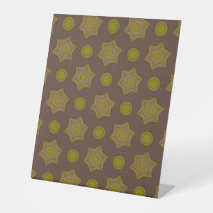 Signe De Table Étoiles et cercles en brun et vert