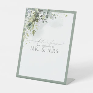Signe De Table Eucalyptus bleu Dusty Aquarelle Floral Date Idées