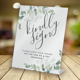 Signe De Table Éucalyptus Kindly Signer Mariage Livre d'or Signer