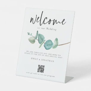 Signe De Table Eucalyptus minimaliste Bienvenue dans le code QR M
