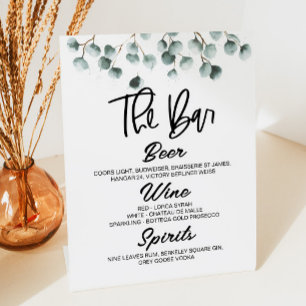 Signe De Table Éucalyptus Vert Plante Boissons Bar Signal Piédest