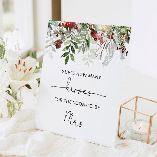 Signe De Table Evergreen mariage devinez combien de baisers (Créateur téléchargé)