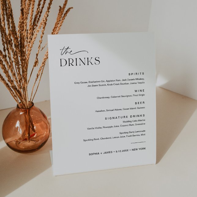 Signe De Table EVERLEIGH Mariage Boire Cocktail Menu 8x10 (Créateur téléchargé)