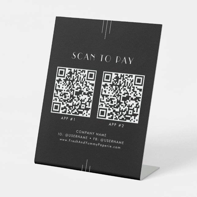 Signe De Table EVERLY Art Deco Black Business 2 Apps Scan To Pay (Recto)